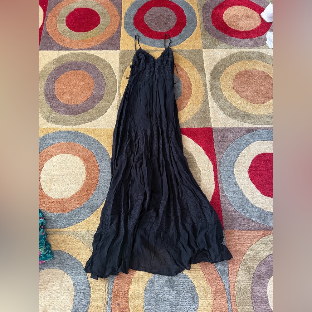 Reformation Black Lace Sheer Cutout Long Maxi Dress Spaghetti Straps Size 4